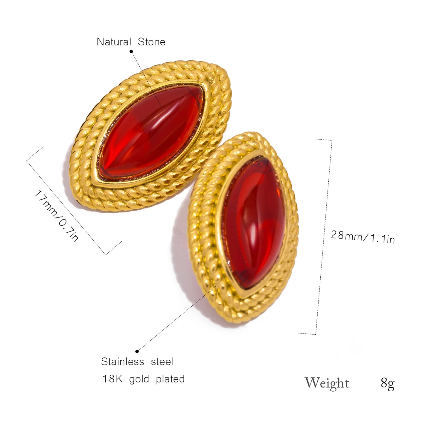 Rhombus Natural Stone Earrings ✨