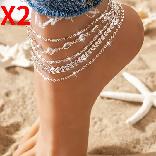 2 Sets Boho Minimalist Anklets 🌴✨