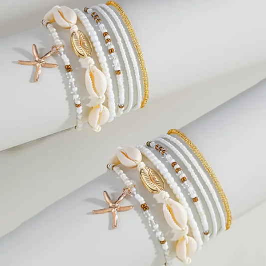 7/14pcs Boho Beaded Anklet Set 🌊✨