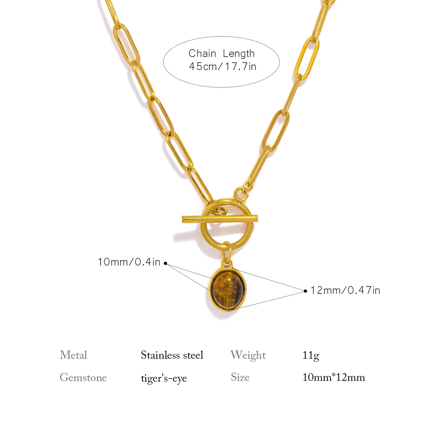 Trendy Tiger Eye Pendant Necklace 🐯Natural stone,