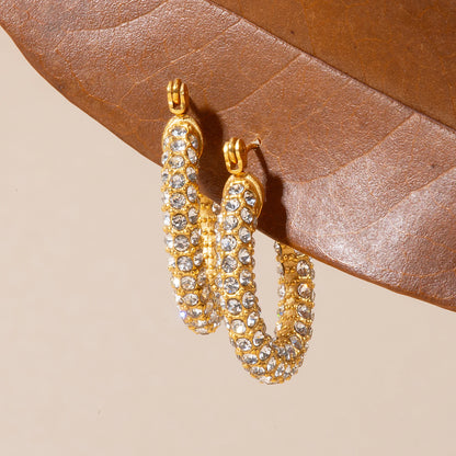 French Classic Hoop Earrings 💫Full CZ, 18K gold-plated stainless steel ✨.