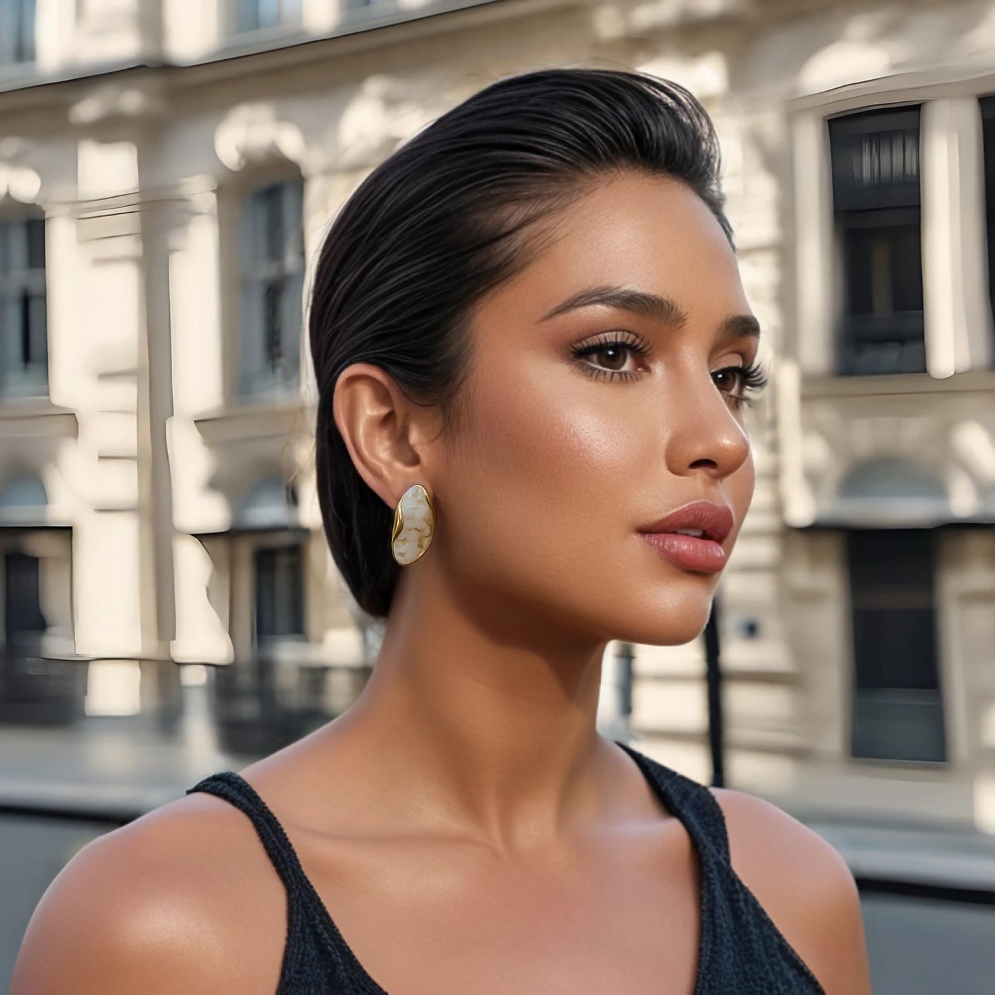 Resin Geometric Stud Earrings 🎨18K gold-plated stainless steel ✨.