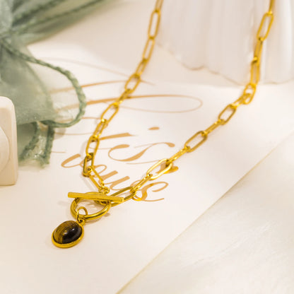 Trendy Tiger Eye Pendant Necklace 🐯Natural stone,