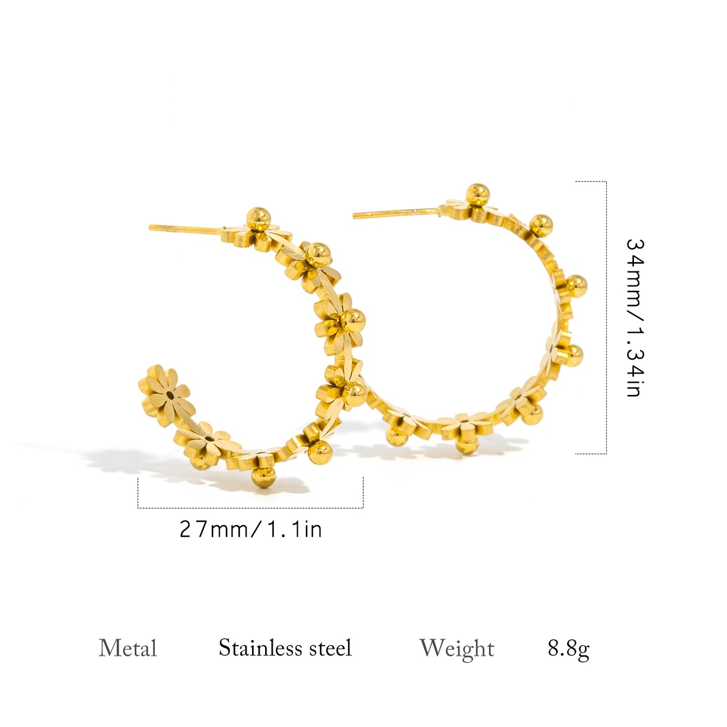Daisy Flower Earrings 🌼18K gold-plated stainless steel ✨.