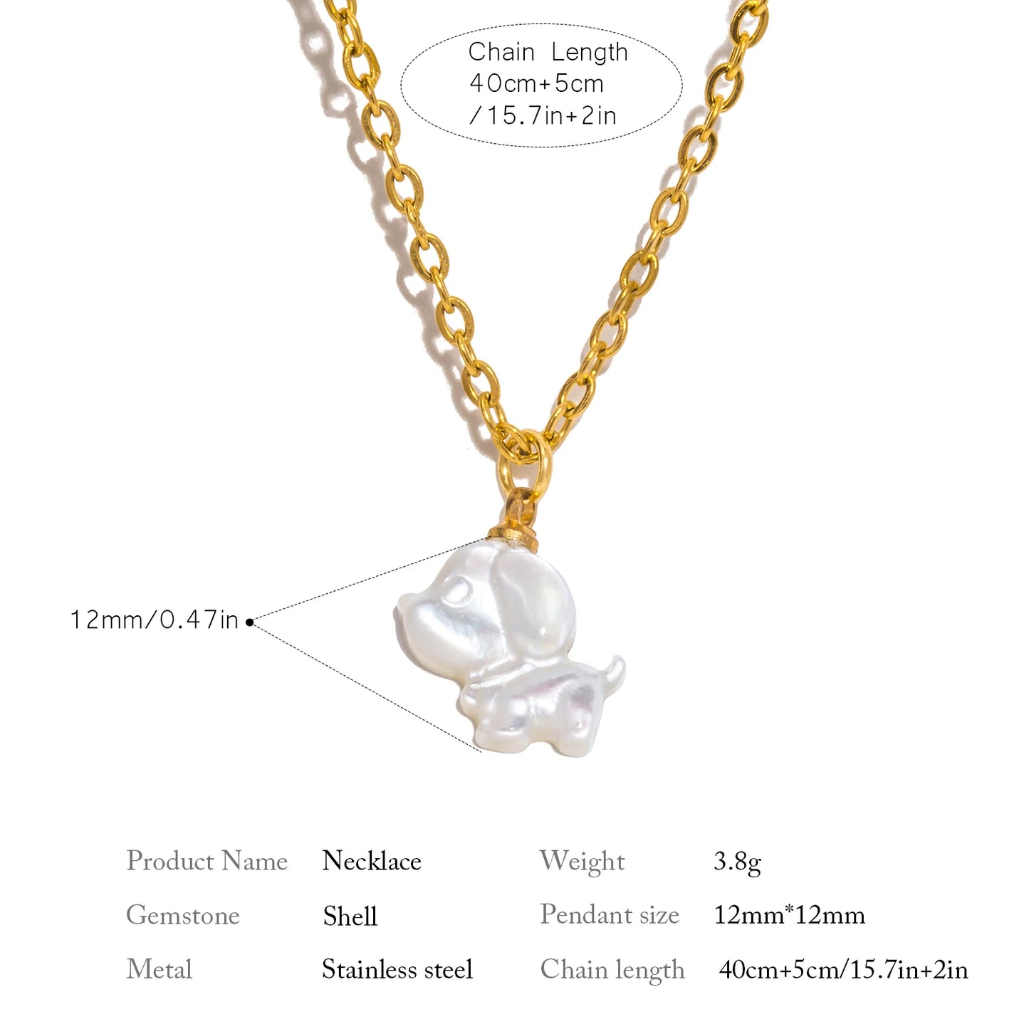 Natural Shell Rabbit Pendant Necklace 🐇