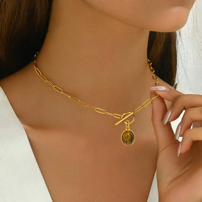 Trendy Tiger Eye Pendant Necklace 🐯Natural stone,