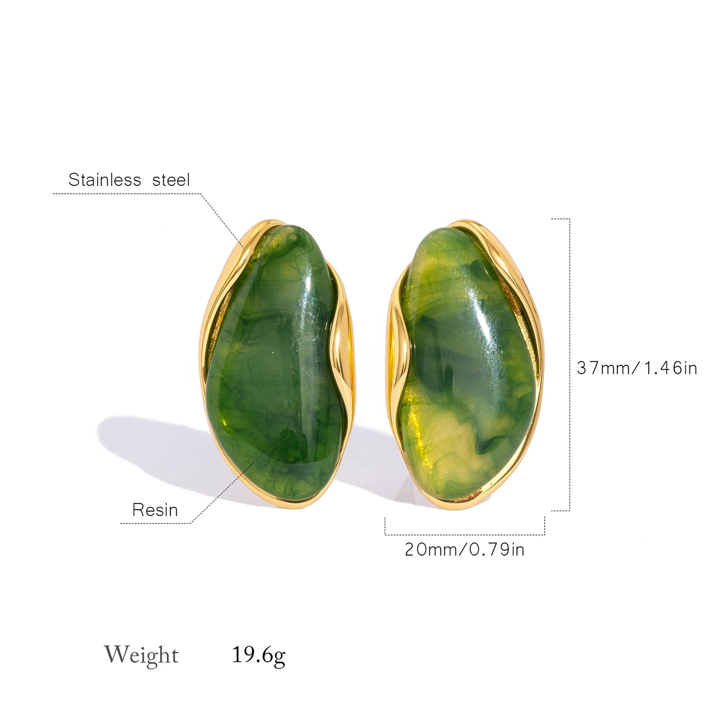 Resin Geometric Stud Earrings 🎨18K gold-plated stainless steel ✨.