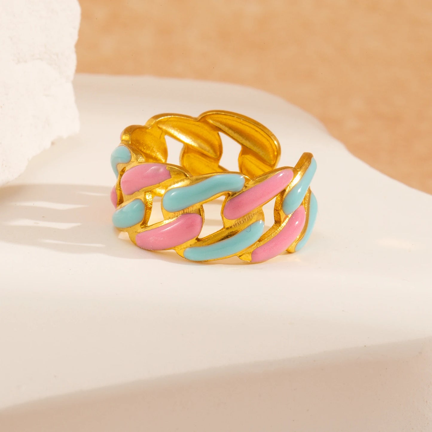 Cold Enamel Statement Ring 🌈