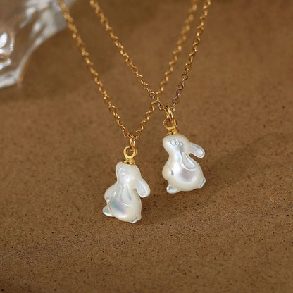 Natural Shell Rabbit Pendant Necklace 🐇