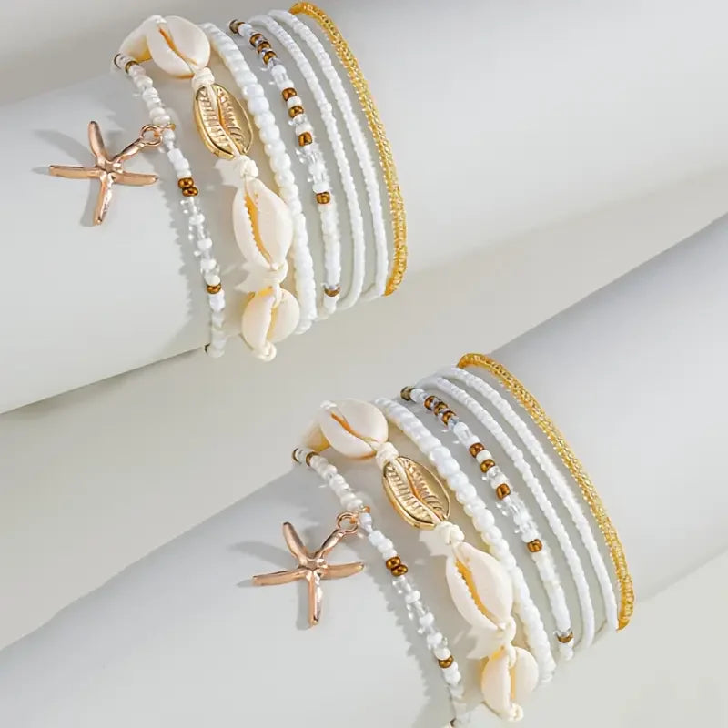 7/14pcs Boho Beaded Anklet Set 🌊✨