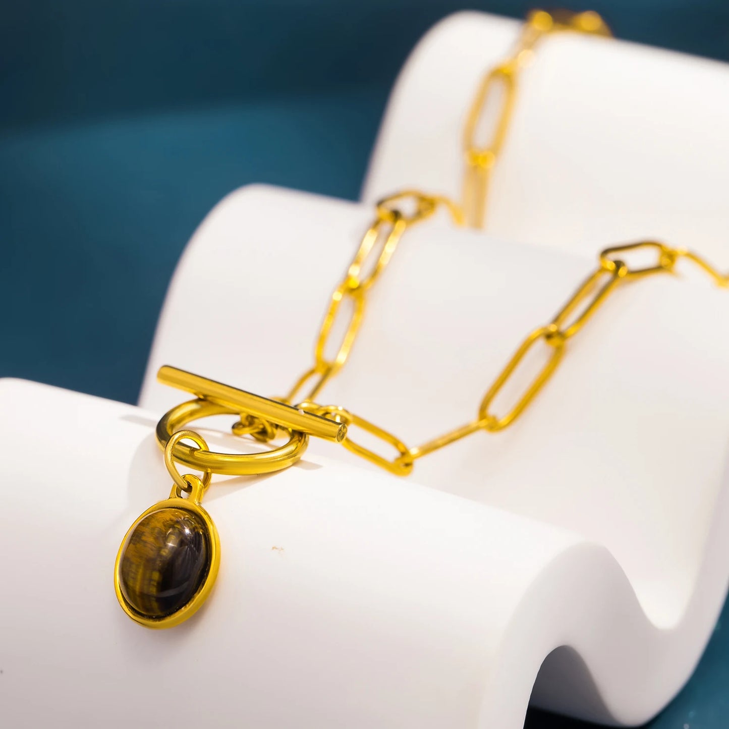 Trendy Tiger Eye Pendant Necklace 🐯Natural stone,