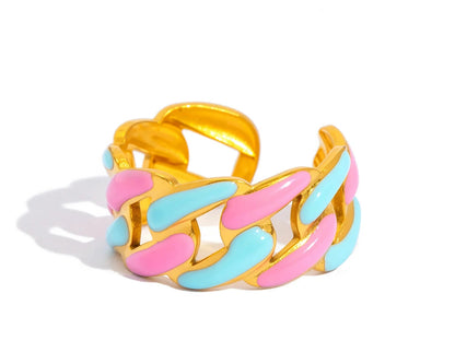 Cold Enamel Statement Ring 🌈