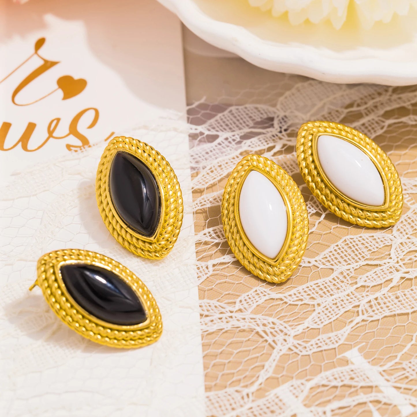 Rhombus Natural Stone Earrings ✨