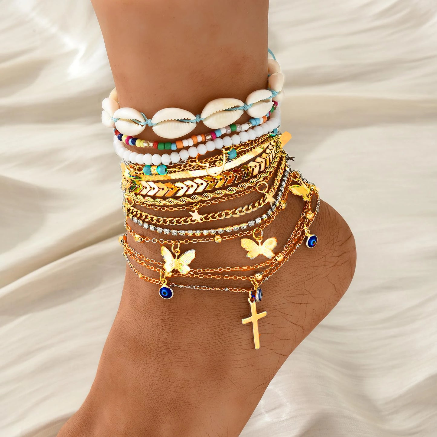 Chic Multi-Design Anklet Set 💎✨