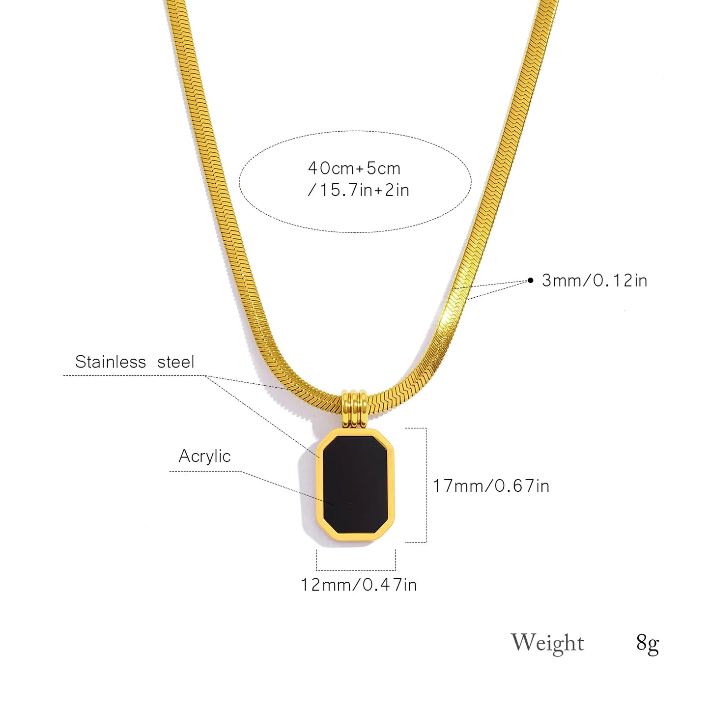 Black Acrylic Square Necklace 🖤