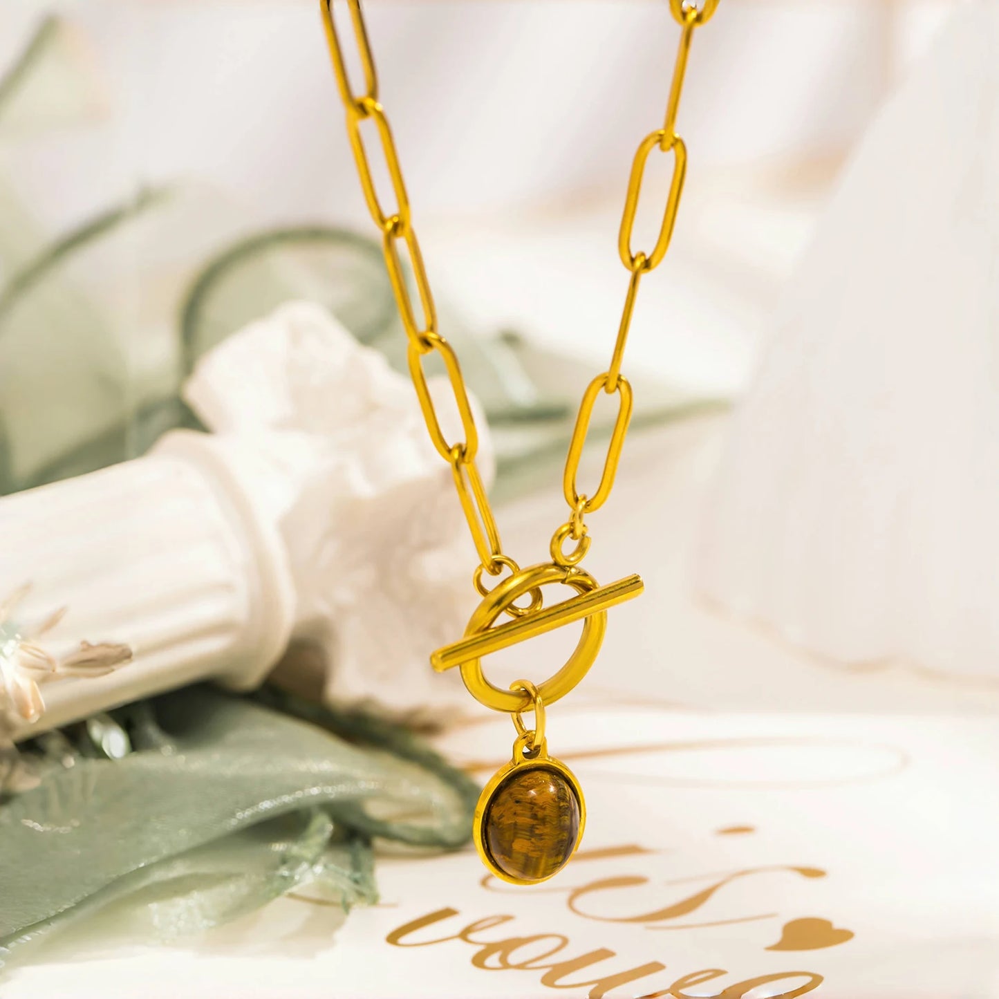 Trendy Tiger Eye Pendant Necklace 🐯Natural stone,