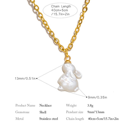 Natural Shell Rabbit Pendant Necklace 🐇