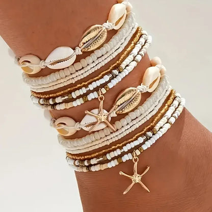 7/14pcs Boho Beaded Anklet Set 🌊✨