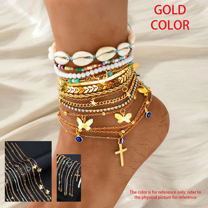 Chic Multi-Design Anklet Set 💎✨