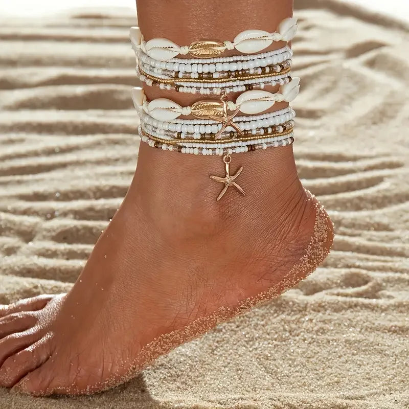 7/14pcs Boho Beaded Anklet Set 🌊✨