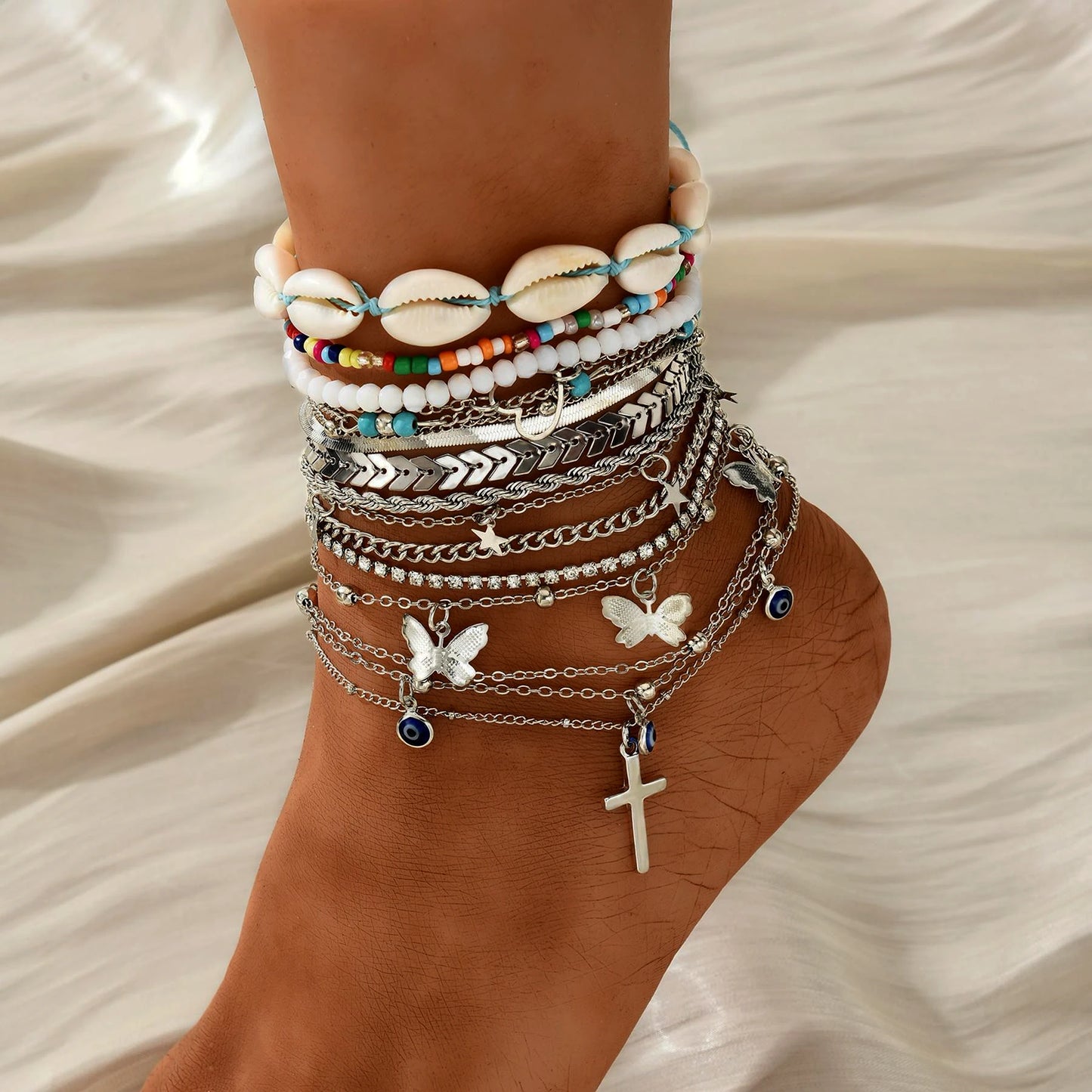 Chic Multi-Design Anklet Set 💎✨