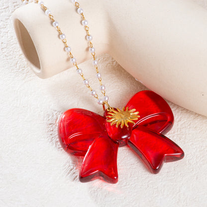 Exaggerated Acrylic Bow Necklace 🎀